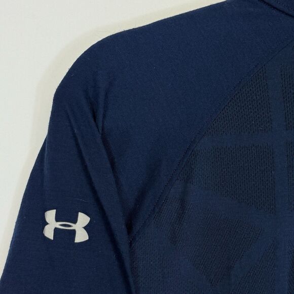 Under Armour Heat Gear Women XL Navy Blue Sheer Back Fitted Running Track Jacket - Picture 6 of 7